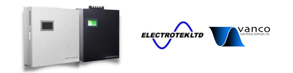 an image banner of electrotek's electrical panel on the left and both electrotek and vanco electrical logos on the right side of the banner