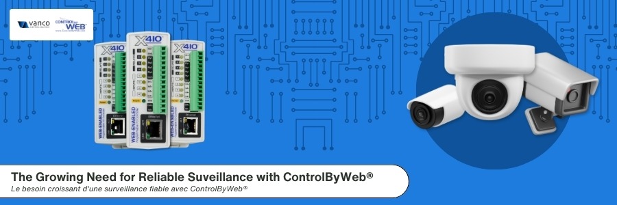 a blog banner with a text saying "the growing need for reliable surveillance with controlbyweb"