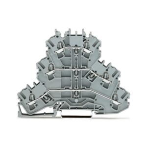 2002-3201-WAGO | Triple-deck terminal block; Through/through/through terminal block; L/L/L; without marker carrier; suitable for Ex e II applications; for DIN-rail 35 x 15 and 35 x 7.5; 2.5 mm²; Push-in CAGE CLAMP®; 2,50 mm²; gray