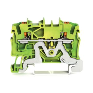 2202-1207-WAGO | 2-conductor ground terminal block; with push-button; 2.5 mm²; with test port; side and center marking; for DIN-rail 35 x 15 and 35 x 7.5; Push-in CAGE CLAMP®; 2,50 mm²; green-yellow