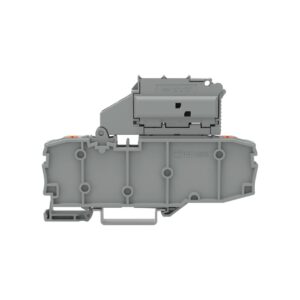 2206-1631/099-000-WAGO | 2-conductor fuse terminal block; with pivoting fuse holder; and end plate; for glass cartridge fuse ¼" x 1¼"; with push-button; without blown fuse indication; for DIN-rail 35 x 15 and 35 x 7.5; 6 mm²; Push-in CAGE CLAMP®; gray