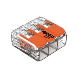 221-413/K194-4045-WAGO | LEVER-NUTS® splicing connector; 3-conductor with operating levers; 24-12 AWG; transparent housing; Box of 50 pieces