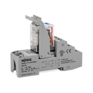 858-304 - WAGO | Relay module; Nominal input voltage: 24 VDC; 4 changeover contacts; Limiting continuous current: 5 A; with manual operation; Red status indicator; Module width: 31 mm; 1,50 mm²