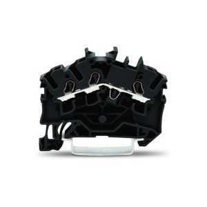 2002-6305 | 3-conductor through terminal block; 2.5 mm²; suitable for Ex e II applications; side and center marking; for DIN-rail 35 x 15 and 35 x 7.5; Push-in CAGE CLAMP®; 2,50 mm²; black