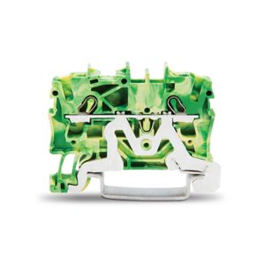 2002-1207-WAGO | 2-conductor ground terminal block; 2.5 mm²; suitable for Ex e II applications; side and center marking; for DIN-rail 35 x 15 and 35 x 7.5; Push-in CAGE CLAMP®; 2,50 mm²; green-yellow