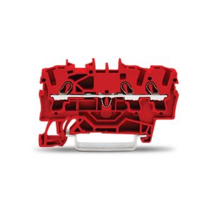 2002-1303 | 3-conductor through terminal block; 2.5 mm²; suitable for Ex e II applications; side and center marking; for DIN-rail 35 x 15 and 35 x 7.5; Push-in CAGE CLAMP®; 2,50 mm²; red