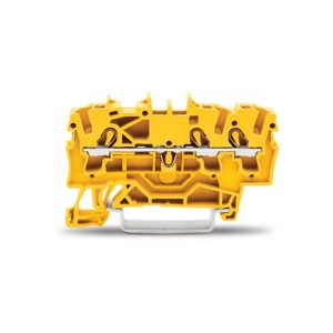 2002-1306 | 3-conductor through terminal block; 2.5 mm²; suitable for Ex e II applications; side and center marking; for DIN-rail 35 x 15 and 35 x 7.5; Push-in CAGE CLAMP®; 2,50 mm²; yellow