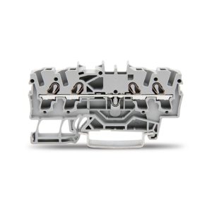 2002-1401-WAGO | 4-conductor through terminal block; 2.5 mm²; suitable for Ex e II applications; side and center marking; for DIN-rail 35 x 15 and 35 x 7.5; Push-in CAGE CLAMP®; 2,50 mm²; gray