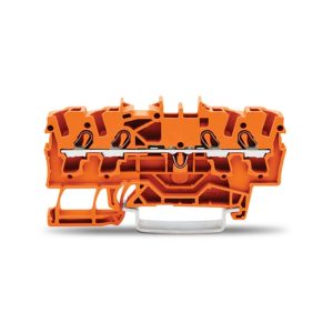 2002-1402 | 4-conductor through terminal block; 2.5 mm²; suitable for Ex e II applications; side and center marking; for DIN-rail 35 x 15 and 35 x 7.5; Push-in CAGE CLAMP®; 2,50 mm²; orange