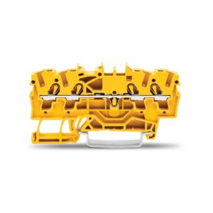 2002-1406 | 4-conductor through terminal block; 2.5 mm²; suitable for Ex e II applications; side and center marking; for DIN-rail 35 x 15 and 35 x 7.5; Push-in CAGE CLAMP®; 2,50 mm²; yellow