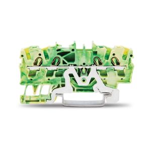 2002-1407-WAGO | 4-conductor ground terminal block; 2.5 mm²; suitable for Ex e II applications; side and center marking; for DIN-rail 35 x 15 and 35 x 7.5; Push-in CAGE CLAMP®; 2,50 mm²; green-yellow
