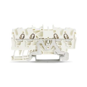 2002-1408 | 4-conductor shield terminal block; 2.5 mm²; side and center marking; for DIN-rail 35 x 15 and 35 x 7.5; Push-in CAGE CLAMP®; 2,50 mm²; white