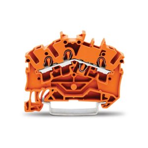 2002-6302 | 3-conductor through terminal block; 2.5 mm²; suitable for Ex e II applications; side and center marking; for DIN-rail 35 x 15 and 35 x 7.5; Push-in CAGE CLAMP®; 2,50 mm²; orange