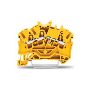 2002-6306 | 3-conductor through terminal block; 2.5 mm²; suitable for Ex e II applications; side and center marking; for DIN-rail 35 x 15 and 35 x 7.5; Push-in CAGE CLAMP®; 2,50 mm²; yellow