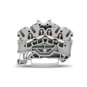 2002-6401 | 4-conductor through terminal block; 2.5 mm²; suitable for Ex e II applications; side and center marking; for DIN-rail 35 x 15 and 35 x 7.5; Push-in CAGE CLAMP®; 2,50 mm²; gray