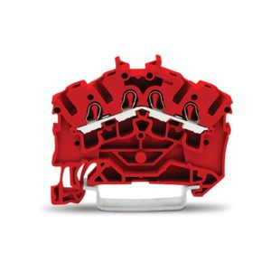 2002-6403 | 4-conductor through terminal block; 2.5 mm²; suitable for Ex e II applications; side and center marking; for DIN-rail 35 x 15 and 35 x 7.5; Push-in CAGE CLAMP®; 2,50 mm²; red
