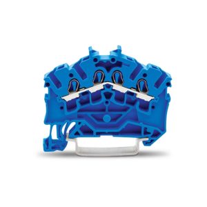 2002-6404 | 4-conductor through terminal block; 2.5 mm²; suitable for Ex e II applications; side and center marking; for DIN-rail 35 x 15 and 35 x 7.5; Push-in CAGE CLAMP®; 2,50 mm²; blue