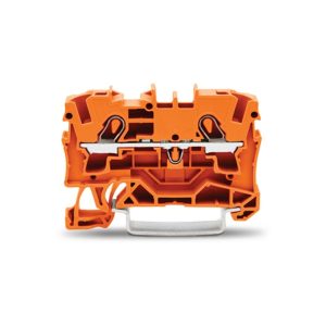 2004-1202 | 2-conductor through terminal block; 4 mm²; suitable for Ex e II applications; side and center marking; for DIN-rail 35 x 15 and 35 x 7.5; Push-in CAGE CLAMP®; 4,00 mm²; orange