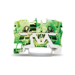 2004-1207-WAGO | 2-conductor ground terminal block; 4 mm²; suitable for Ex e II applications; side and center marking; for DIN-rail 35 x 15 and 35 x 7.5; Push-in CAGE CLAMP®; 4,00 mm²; green-yellow