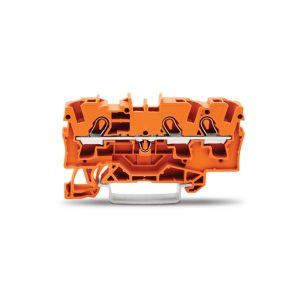 2004-1302 | 3-conductor through terminal block; 4 mm²; suitable for Ex e II applications; side and center marking; for DIN-rail 35 x 15 and 35 x 7.5; Push-in CAGE CLAMP®; 4,00 mm²; orange