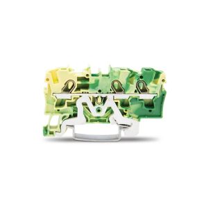 2004-1307 | 3-conductor ground terminal block; 4 mm²; suitable for Ex e II applications; side and center marking; for DIN-rail 35 x 15 and 35 x 7.5; Push-in CAGE CLAMP®; 4,00 mm²; green-yellow
