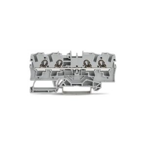 2004-1401 | 4-conductor through terminal block; 4 mm²; suitable for Ex e II applications; side and center marking; for DIN-rail 35 x 15 and 35 x 7.5; Push-in CAGE CLAMP®; 4,00 mm²; gray
