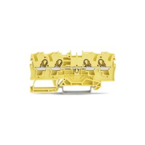 2004-1406 | 4-conductor through terminal block; 4 mm²; suitable for Ex e II applications; side and center marking; for DIN-rail 35 x 15 and 35 x 7.5; Push-in CAGE CLAMP®; 4,00 mm²; yellow