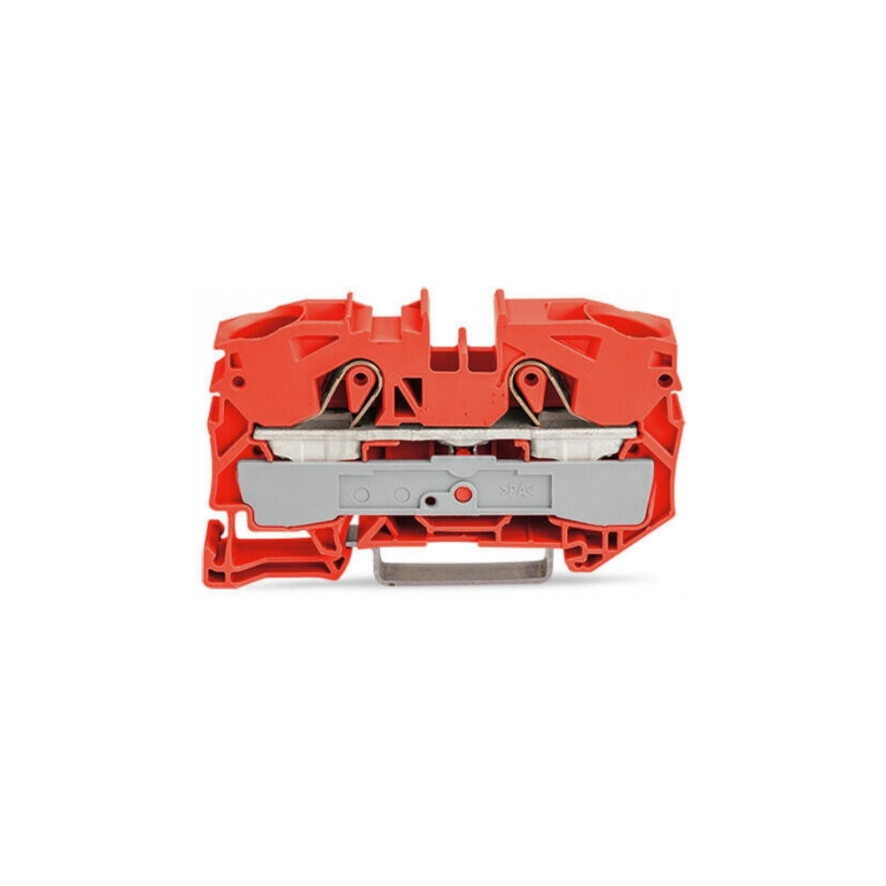 2016-1203 | 2-conductor through terminal block; 16 mm²; suitable for Ex e II applications; side and center marking; for DIN-rail 35 x 15 and 35 x 7.5; Push-in CAGE CLAMP®; 16,00 mm²; red