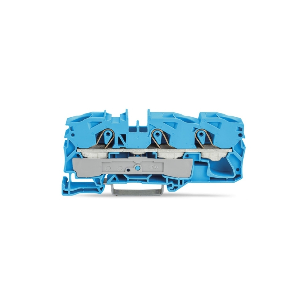 2016-1304 | 3-conductor through terminal block; 16 mm²; for Ex e II and Ex i applications; side and center marking; for DIN-rail 35 x 15 and 35 x 7.5; Push-in CAGE CLAMP®; 16,00 mm²; blue