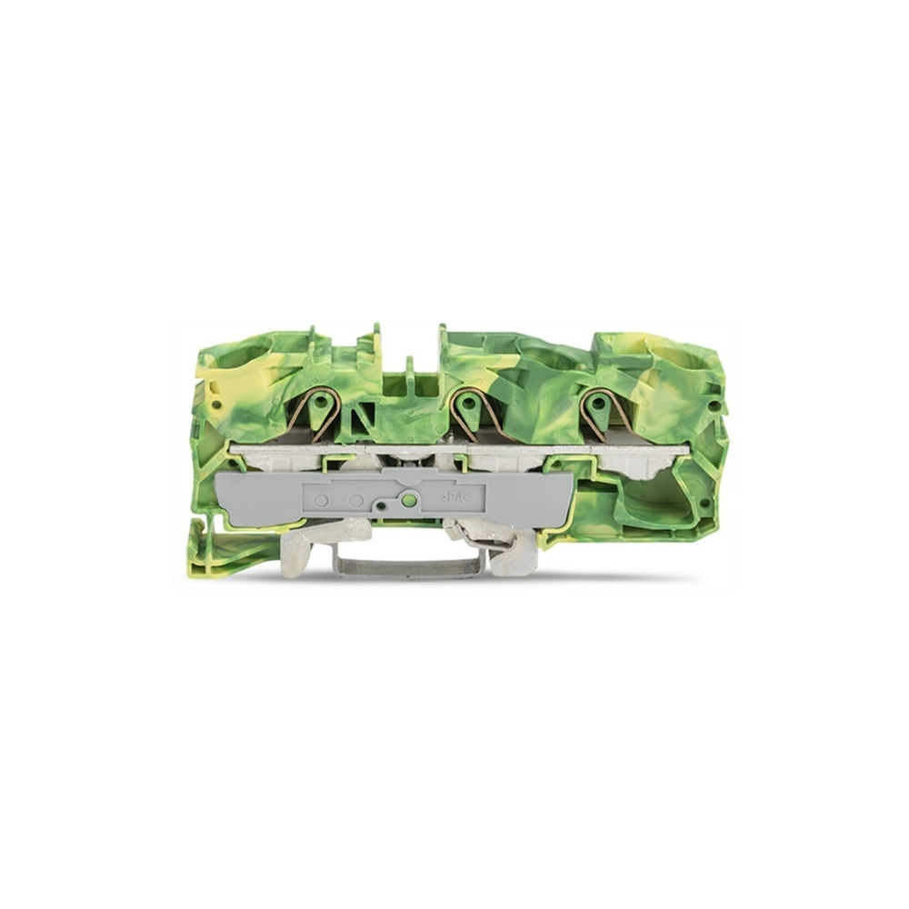 2016-1307 | 3-conductor ground terminal block; 16 mm²; suitable for Ex e II applications; side and center marking; for DIN-rail 35 x 15 and 35 x 7.5; Push-in CAGE CLAMP®; 16,00 mm²; green-yellow