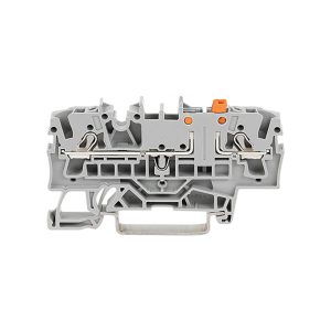 2002-1671 - WAGO | Disconnect terminal block; knife disconnect; rail mount; 2-conductor; 5.2 mm wide; gray
