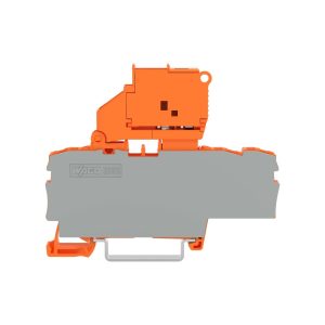 2002-1712  - WAGO | 3-conductor fuse terminal block; with pivoting fuse holder; and end plate; for 5 x 20 mm miniature metric fuse; without blown fuse indication; for DIN-rail 35 x 15 and 35 x 7.5; 2.5 mm²; Push-in CAGE CLAMP®; orange