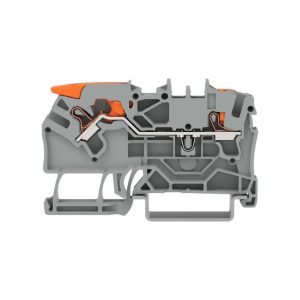 2102-5201  - WAGO | TOPJOB®S feedthrough terminal block with Lever and Push-button; rail mount; 2-conductor; 5.2 mm wide; gray