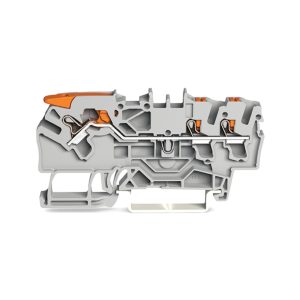 2102-5301  - WAGO | TOPJOB®S feedthrough terminal block with Lever and Push-buttons; rail mount; 3-conductor; 5.2 mm wide; gray