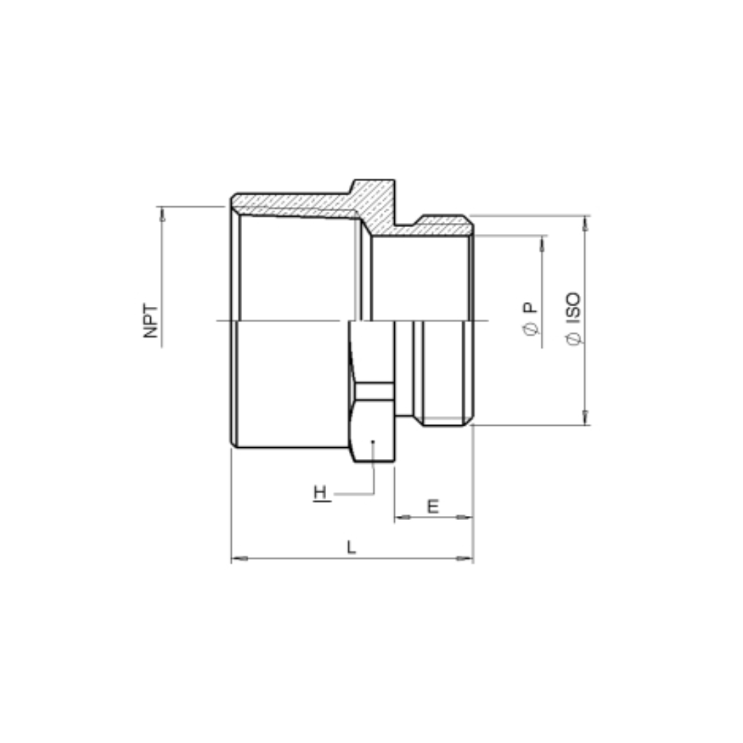 194.633 - ITC | Thread adapter, brass nickel plated, M25(M) to 3/4"NPT(F) - Image 2