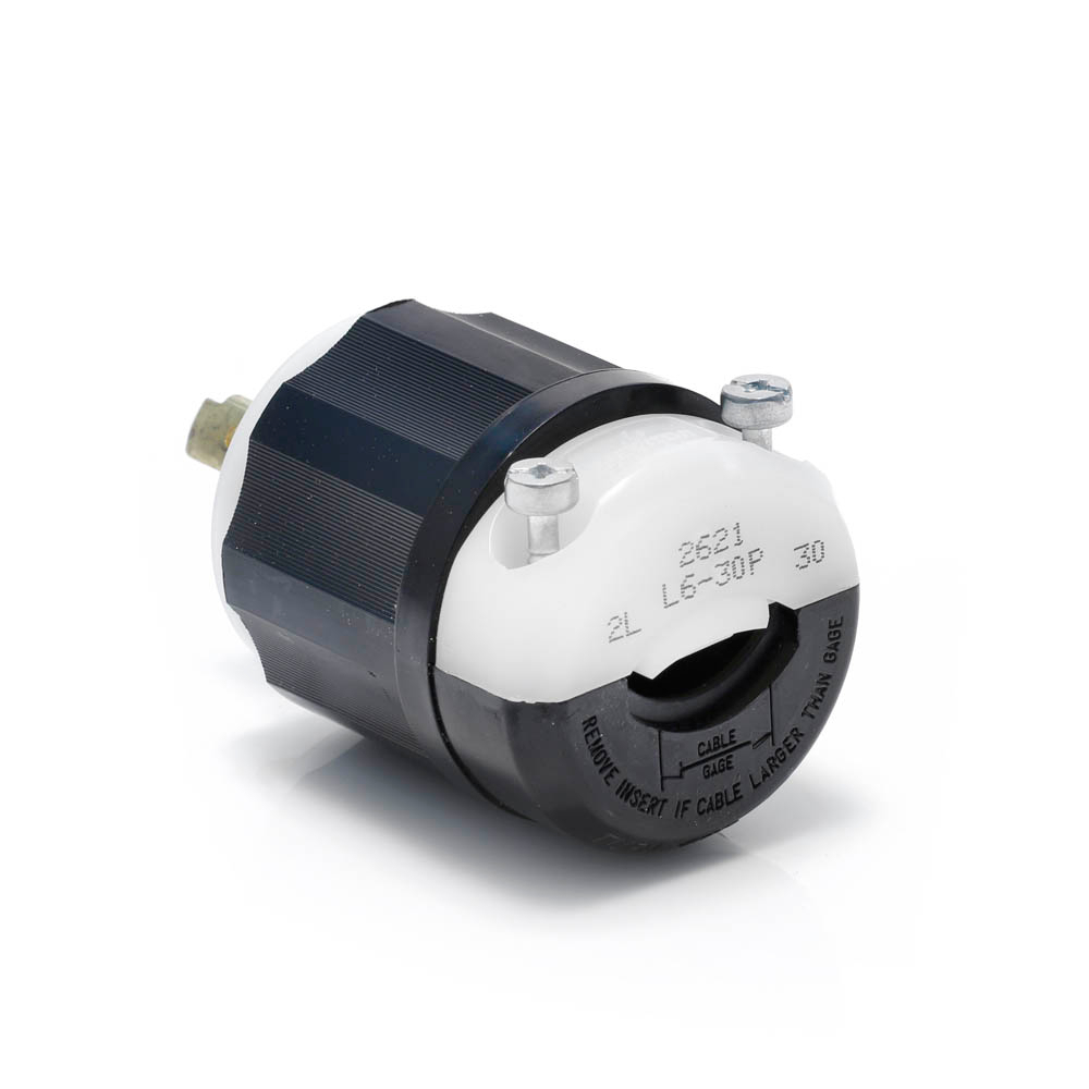 2621 - Leviton | Locking Plug, 30 Amp, 250 Volt, Industrial Grade, Black & White - Image 2