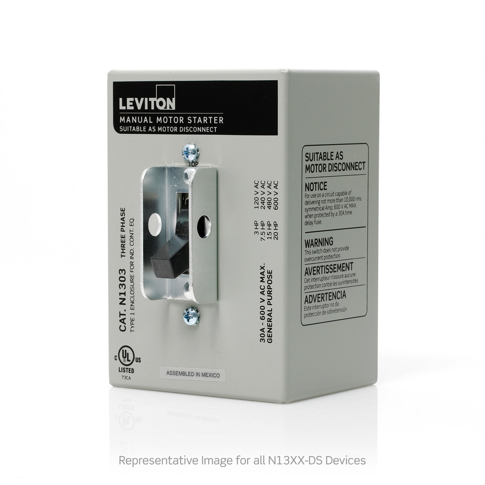 N1303-DS - Leviton | Double-Pole AC Manual Motor Controller - Image 2