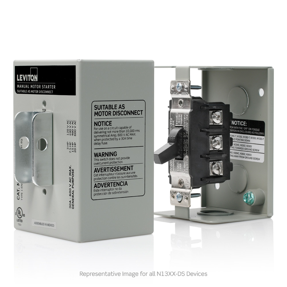 N1303-DS - Leviton | Double-Pole AC Manual Motor Controller - Image 4