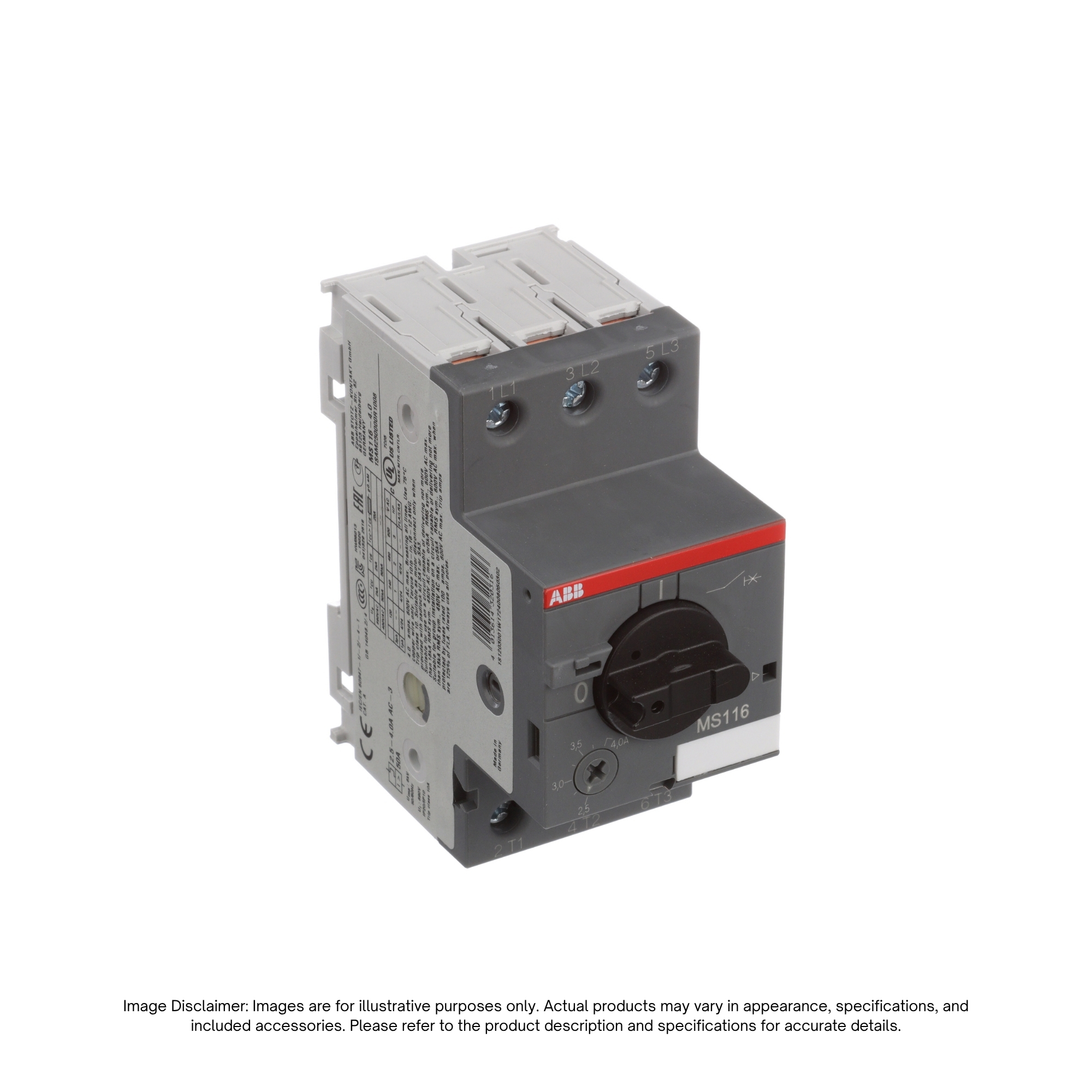 MS116-4.0 - ABB | MAN. MOTOR PROTEC.,2.5-4.0A,3HP/600V,5KA