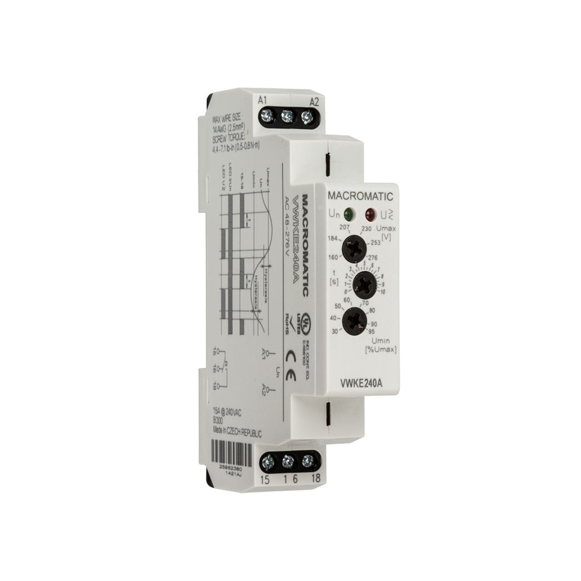 VWKE120A - Macromatic | Voltage band relay for 120 VAC, 15 Amp r
